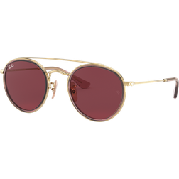 Ray-Ban Junior Round Double Bridge Gold Frame Violet Lenses 46-21