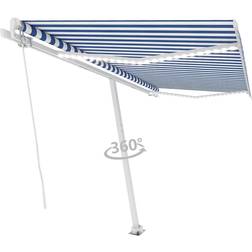 vidaXL Tenda Da Sole Retrattile Manuale con LED 400x350 cm Blu Bianco Cod Mxl 43814