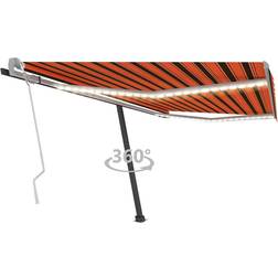 vidaXL Tenda Da Sole Retrattile Manuale LED 400x300 cm Arancio Marrone - Multicolore