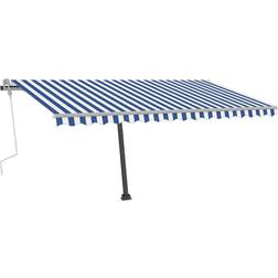 vidaXL Tenda Da Sole Retrattile Manuale con LED 400x350 cm Blu Biancocod Mxl 96674