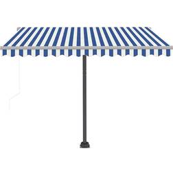 vidaXL Tenda Automatica Con Sensore Vento E Led 300x250 cm Blu Bianca Arredo Giardino