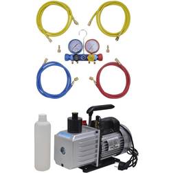 vidaXL Kit Pompa di Aspirazione 100 L/min con Manometro A 4 Vie