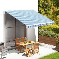 vidaXL Tela De Repuesto Para Toldo Azul Y Blanco 4x3,5 m