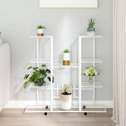 vidaXL blomsterstativ med hjul jern hvid Plantekasse