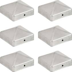 vidaXL Bouchons de Poteau de Clôture 6 pcs Métal Galvanisé 71x71 mm