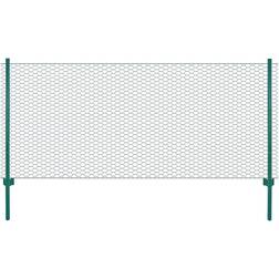 vidaXL Rete Per Recinzione Con Pali in Acciaio 25x1 m Verde