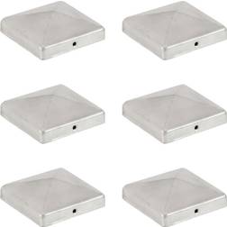 vidaXL pyramideformet stolpehætte 6 stk. 101x101 galvaniseret metal