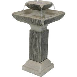 Sunnydaze Electric Resin 2-Tier Square Bird Bath Water Fountain