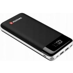 Swissten 22013929, 30000 mAh, Lithium polymer (LiPo) Quick Charge 3.0, Sort, Hvid