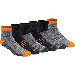Dickies Men's Dri Tech Moisture Control Quarter Socks 6-pack - Hi Vis Orange Black
