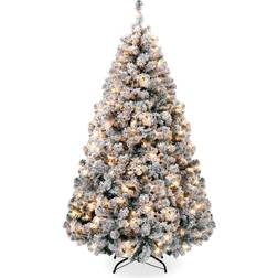 Best Choice Products 6ft Pre-Lit Snow Floked Holiday Pine Christmas Tree 72"