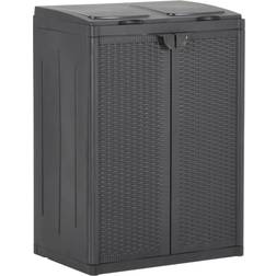 vidaXL Trash Bin with 2 Doors 25.6 x 17.7 x 34.6 in Black (Building Area )