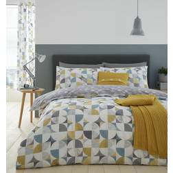 Catherine Lansfield Retro Circles Duvet Cover Green, Grey, White, Yellow (200x)