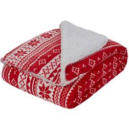 Dreamscene Sherpa Flannel Fleece Blankets White, Red, Grey (180x150cm)