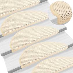 vidaXL Trappstegsmattor självhäftande 65x25 gräddvit Vit, Beige cm