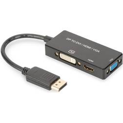 Digitus DisplayPort 3in1 Adapter DP/HDMI+DVI+VGA 0.2m