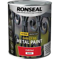 Ronseal Direct to Metal Paint - Chilli Metal Paint, Wood Paint Red 0.75L