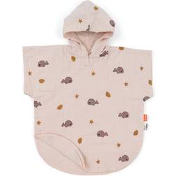 Done by Deer GOTS Beach Wally Printed Bath Poncho Powder One Size Lyserød