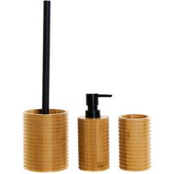 Dkd Home Decor Set de Baño Negro 7 x 7 x 16.5 cm Natural 3 Piezas