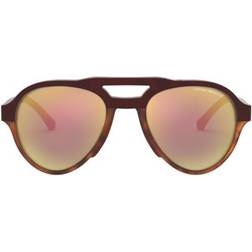 Emporio Armani Homme Sunglass EA4128 - Couleur du Monture - Or Rose Effet Miroir Gris