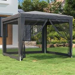 vidaXL festtelt med 4 sidevægge 3x3 m trådnet HDPE antracitgrå