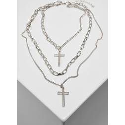 Urban Classics unisex halsband Layering Cross Necklace, modesmycke kedja för män och kvinnor finns i eller silver, en e Zinklegering, colore: SILVER, cod. TB4196