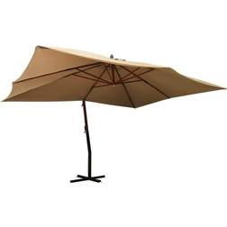 vidaXL Frihängande parasoll trästång 400x300 taupe - Taupe