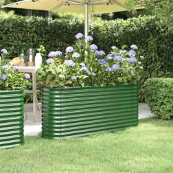 vidaXL green, 152 Garden Planter Powder-coated Steel Raised Bed