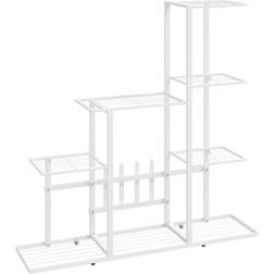 vidaXL Portapiante 94.5x25x88 cm Bianco In Metallo