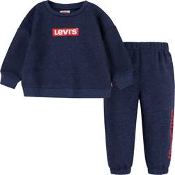 Levi's Baby Girls' Crewneck Sweatshirt and Joggers 2-Piece Outfit Set, Mink