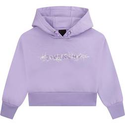 Givenchy Kids' Barbed Wire Logo Crop Fleece Graphic Hoodie