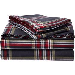 Tribeca Living Printed Flannel Bed Sheet Grey, Multicolour, Red (38.1x25.4cm)