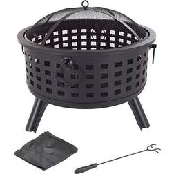 Pure Garden Wood 26" Round Metal Burning Pit