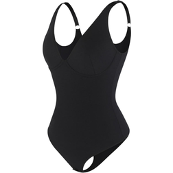 She's Waisted Bra & Bodysuit Thong Shaper - Black