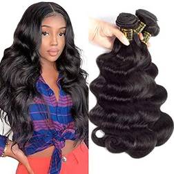 Qthair Unprocessed Brazilian Virgin Human Hair Weft Bundles 3-pack Natural Black