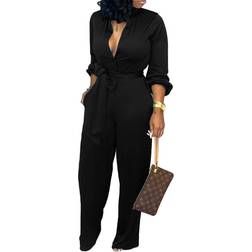 Women's Elegant Long Sleeve Jumpsuits with Pockets