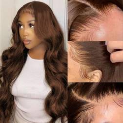 Sewzzuan 13x6 Glueless Human Hair Wig 30 inch Chocolate Brown