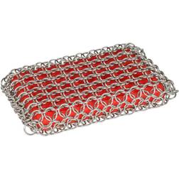 Lodge ACM10R41 Chainmail Heavy Duty Cast Iron Scrubbing Pad, Red/Silver