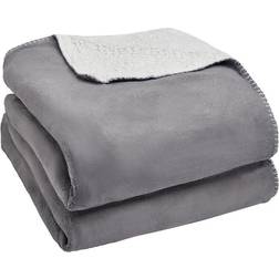 Brentfords Sherpa Flannel Fleece Manta Gris (180x150cm)
