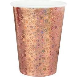 Feest wegwerp bekertjes glitter 10x stuks 270 ml rosegoud