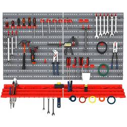 Durhand 54 Piece On Wall Tool Equipment Holder Grey and red