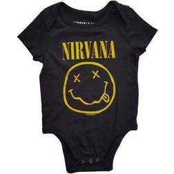 Nirvana Camiseta de Manga Yellow Happy Face Kids Black