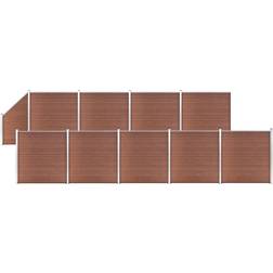 vidaXL Pannelli Recinzione 9 Quadrati 1 Inclinato 1657x186 cm Marrone Arredo Giardino