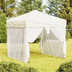 vidaXL Tenda Per Feste Pieghevole Con Pareti Laterali Crema 2 x 2 m Cod MXL 66092