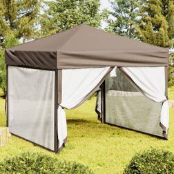 vidaXL taupe, 292 292 Folding Party Tent with Sidewalls Red 3x3 Gazebo Pavilion Marquee