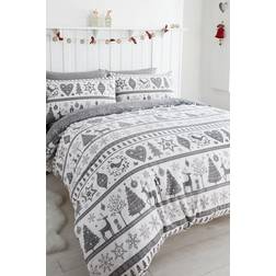 Freemans Noel Grey Duvet Cover Grey, Red