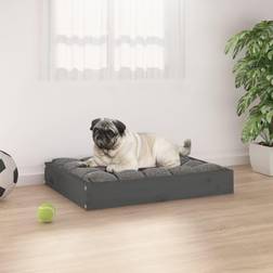 vidaXL Lit Pour Chien Gris 61.5x49x9 cm Bois de Pin Solide Canapé Couchage