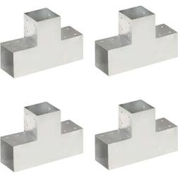 vidaXL Connecteurs de Poteau 4 pcs Forme en t Métal Galvanisé 101x101 mm