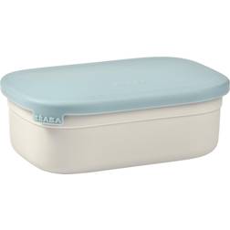 Beaba BoÃte repas enfant en inox, couvercle en silicone et housse de protection, Gris velours et bleu