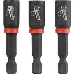 Milwaukee 49-66-4522 Shockwave 1/4" 1-7/8" OAL Magnetic Nutdriver (3 Pack)